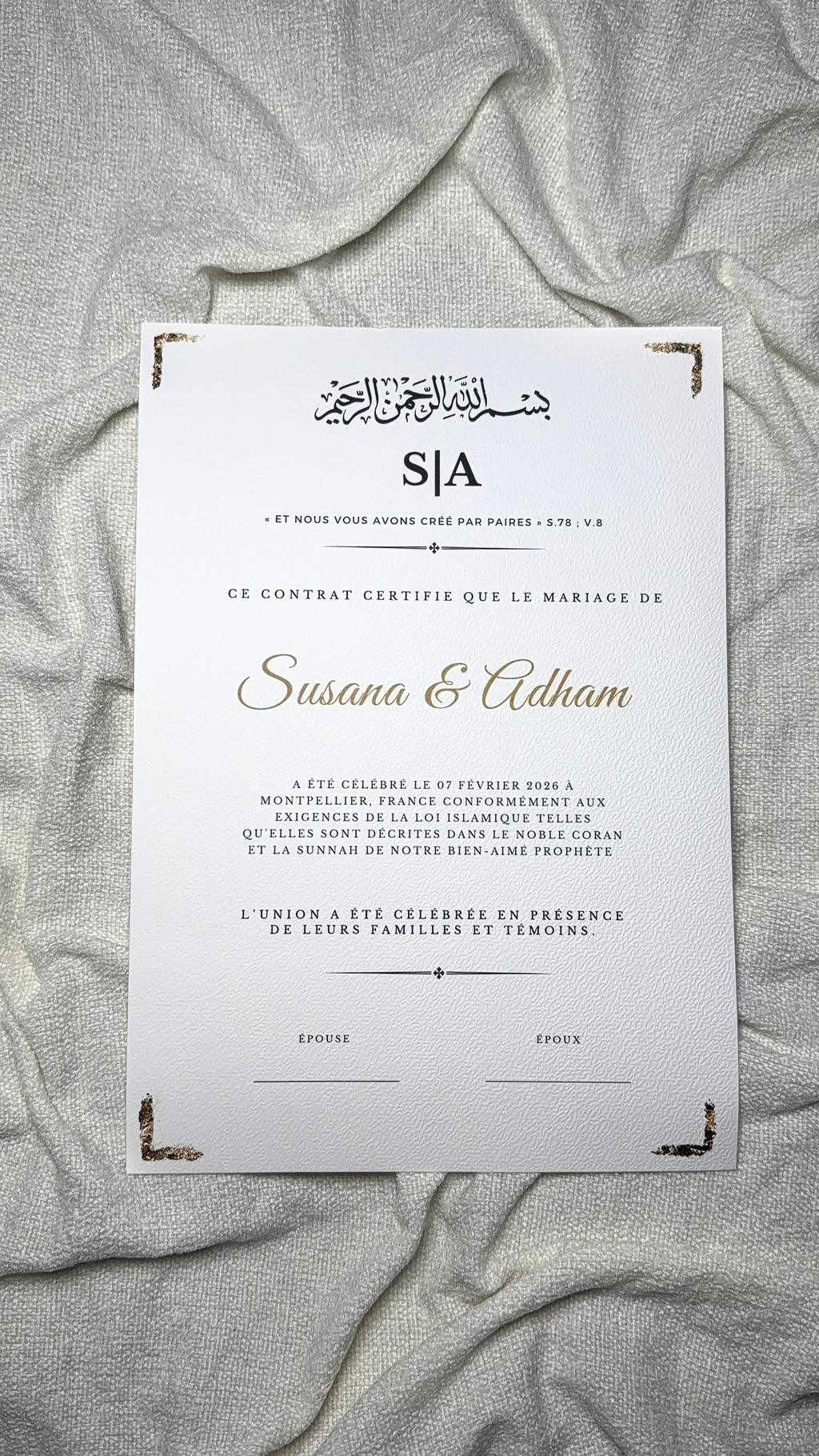 JENNA « certificat de mariage »