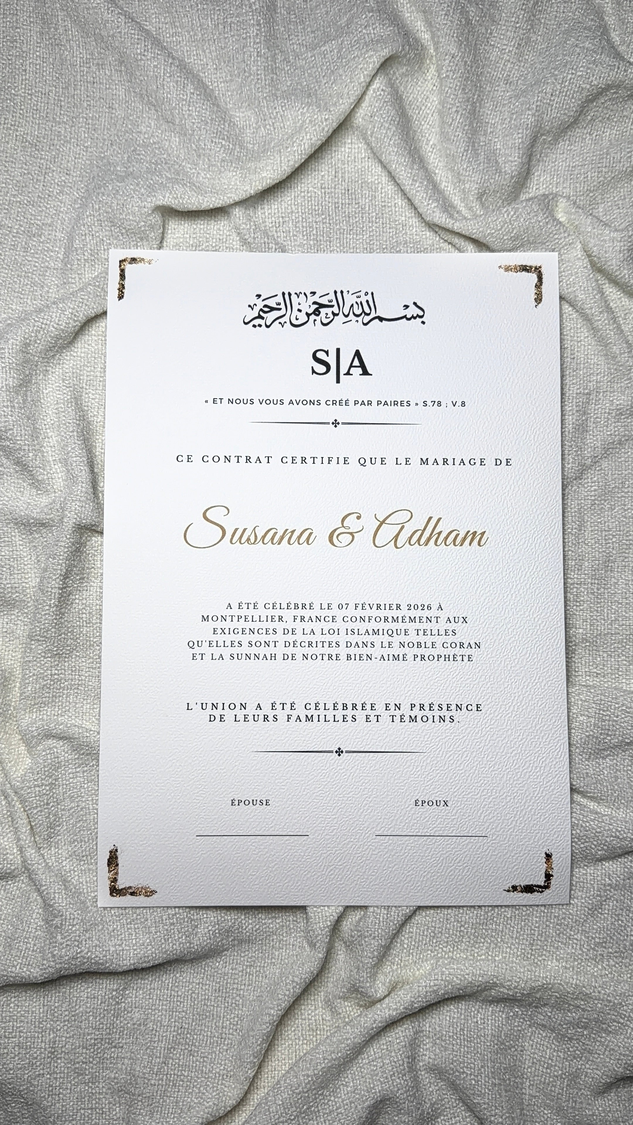JENNA « certificat de mariage »